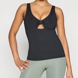 Girlfriend Collective MEREDITH BOW TANK top dark grey charcoal sz medium